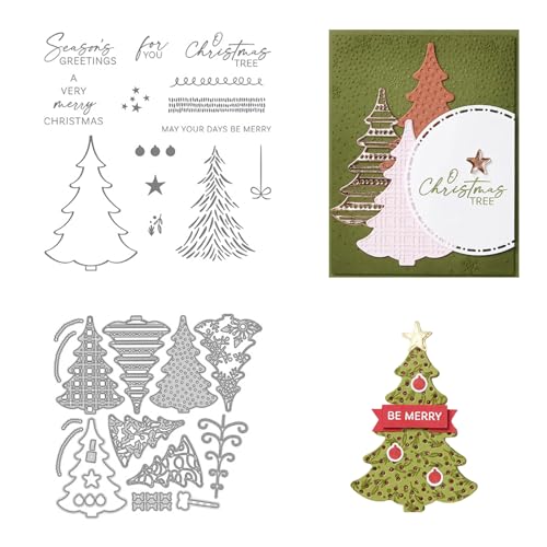 Stanzschablonen Weihnachten Set, 2024 Neue Stanzschablonen Stanzen Weihnachten, Metall Stanzform Und Stempel Set, Weihnachten Stanzformen Schablone Für Scrapbook Zubehör,Diy-Karten,Weihnachtsdeko (C) von GUAHKUN