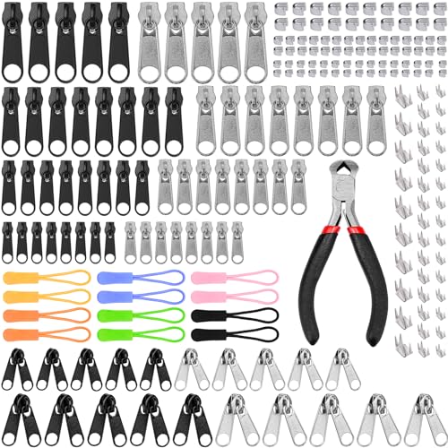 211 Stück Reißverschluss Schieber Reißverschluss für Jacken Reparaturset mit Reißverschluss Schieber für Reißverschlüsse von GUALESA