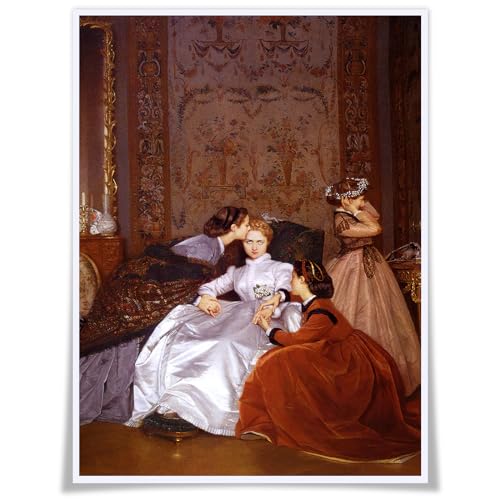 GUANKE Kunstdruck auf Leinwand, Motiv "The widerwillige Braut, Liebesgeschichte, viktorianische Ära, Auguste Toulmouche, berühmter Künstlerdruck, La Fiancée Hésitante, 30,5 x 40,6 cm, ungerahmt von GUANKE