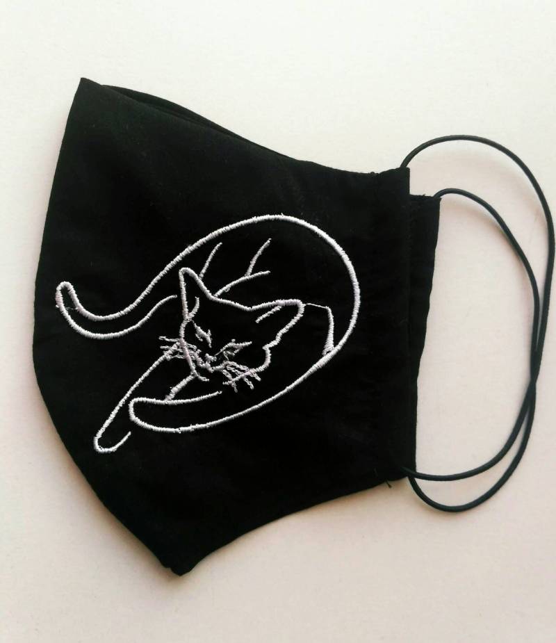 Tattoo Katze Bestickte Masken Waschbare Wiederverwendbare 3-Lagig Design von GUAembroidery