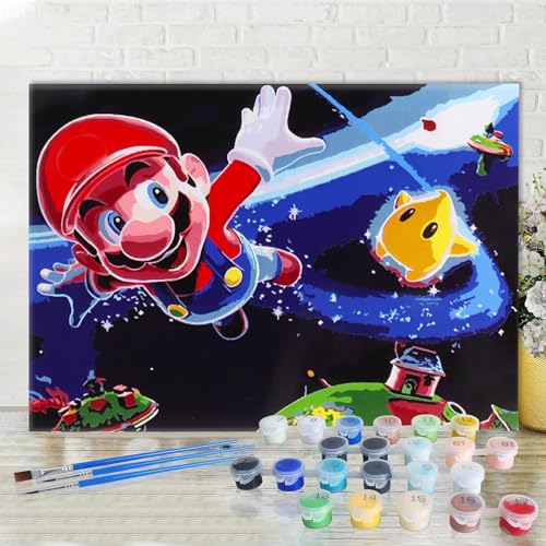 GUBOOM Malen Nach Zahlen, Super Mario Malen Nach Zahlen Erwachsene und Kinder für Anfänger, Gemälde DIY Handbemalte Kits, Acrylpigment Kunstwerk für Weihnachtsgeschenke und Wanddekorationen (B) von GUBOOM