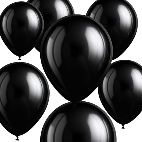 100 Stück schwarze Latex-Luftballons, 25,4 cm Schwarze Luftballons, Helium Latex Ballon, für Geburtstag Hochzeit Party Dekorationen von GUDQVOZIHG