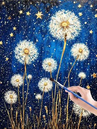 Star Malen Nach Zahlen Erwachsene Set- Malen Nach Zahlen für Erwachsene, DIY Malen Nach Zahlen Kinder LöWenzahn mit Pinseln und Acrylfarben Handgemalt Ölgemälde Kit Geschenke 100 x 135 cm N8-5 von GUERUUIE