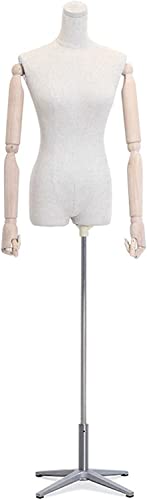 GUHPZA Weiblicher Mannequin-Torso, Schneiderpuppe, Puppenkörper, Weibliche Schneiderpuppe, Weibliche Büste Mit Massivholzarm, Flexible Aktivität, Geeignet Für Kleiderständer,B von GUHPZA