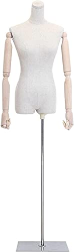 GUHPZA Weiblicher Mannequin-Torso, Schneiderpuppe, Puppenkörper, Weibliche Schneiderpuppe, Weibliche Büste Mit Massivholzarm, Flexible Aktivität, Geeignet Für Kleiderständer,D von GUHPZA