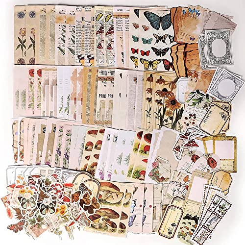 200 Stück Vintage Scrapbook Supplies Pack für Junk Journal Planer DIY Papier Aufkleber Vintage Ephemera Pack Decoupage von GUIJIALY