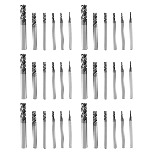 36-teiliges Schaftfräser-Set für Stahl, quadratisch, CNC-Hartmetall-Fräser, Spiralfräser, Durchmesser (1, 2, 3, 4, 6, 8 mm) von GUIJIALY