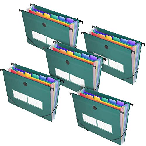 Fächermappe, Akkordeon-Aktenordner, Akkordeon-Kunststoff-Aktenbox, Regenbogen-Dokumenten-Organizer (5er-Pack) von GUIJIALY