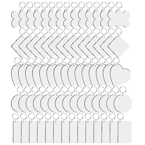 75 Stück Sublimations-Schlüsselanhänger, Rohlinge, weiße MDF-Schlüsselanhänger, doppelseitige Wärmeübertragung für DIY und von GUIJIALY