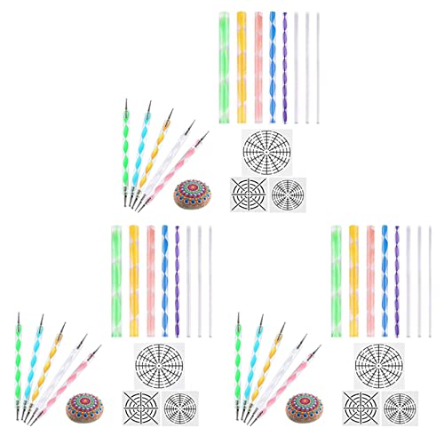 GUIJIALY Mandala-Dotting-Werkzeuge zum Bemalen von Steinen, Mandala-Schablonen-Set, Kugelstift, Modelliermasse, Schnitzwerkzeuge, 48 Stück von GUIJIALY