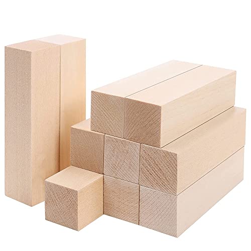 Große Schnitzholzblöcke (10er-Pack), 10 x 2,5 x 2,5 cm, unlackiertes Lindenholz, Projekt-Bastelset, DIY-Hobby-Set für Anfänger von GUIJIALY