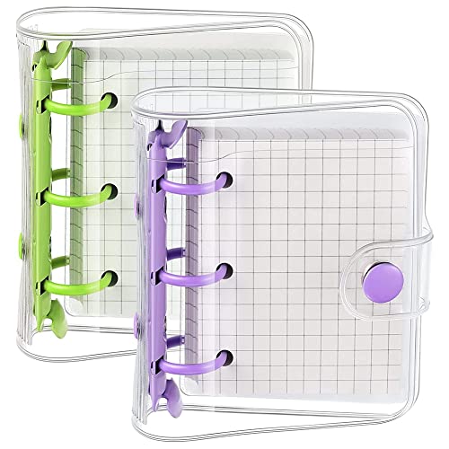 Mini-Notizbuch-Verschluss, transparent, 3 Sets mit innerer Papiertüte, transparenter PVC-Notizbuchverschluss, Grün, 2 Sets von GUIJIALY