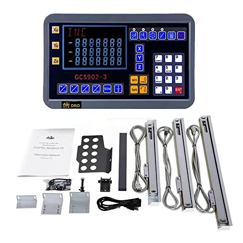 3 Achsen LCD DRO Digitalanzeige Kit5µm TTL Positionsanzeige für Ihre Drehmaschine, Fräsmaschine, Schleifmaschine usw, Schiff aus Deutschland (5µm-2Axis) (150mm+200mm+350mm) von GUILOPOER