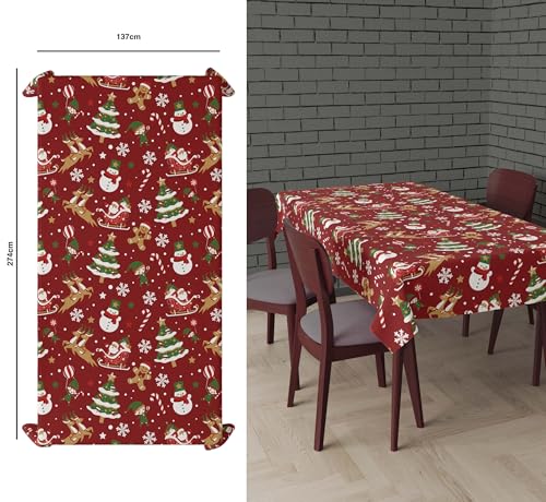 GUIRMA | Rentier Tischdecke (137x274 cm) - Tischdekoration für Weihnachten und Neujahr - Ideal für Weihnachtsfeiern und Winterthemen - Mehrfarbig von GUIRMA