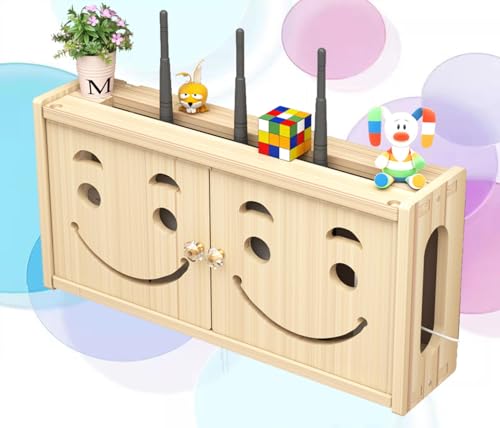 GUIXAN Router-Aufbewahrungsbox, weiß, WLAN-Router-Aufbewahrungsboxen, Holz, WLAN-Router-Rack, WLAN-Router-Sortierbox, A-48 x 24 cm von GUIXAN