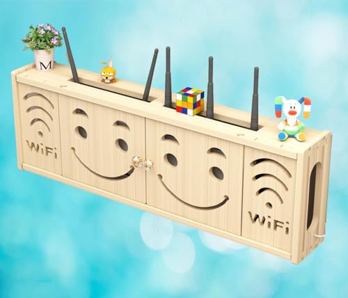 GUIXAN Router-Box, WLAN-Regalbox, WLAN-Router-Aufbewahrungsboxen, Holz, Aufbewahrungsbox für WLAN-Router, Sortierbox für WLAN-Router, A-71 x 24 cm von GUIXAN