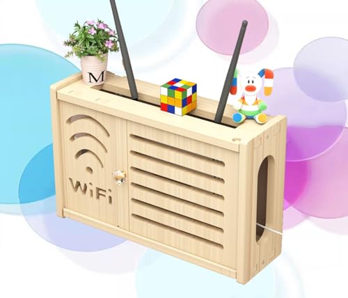 GUIXAN Router-Rack, an der Wand montierte Aufbewahrungsboxen für WLAN-Router, Holzregal, Kabel, WLAN-Regalbox, Sortierbox für WLAN-Router, C-36 x 24 cm von GUIXAN