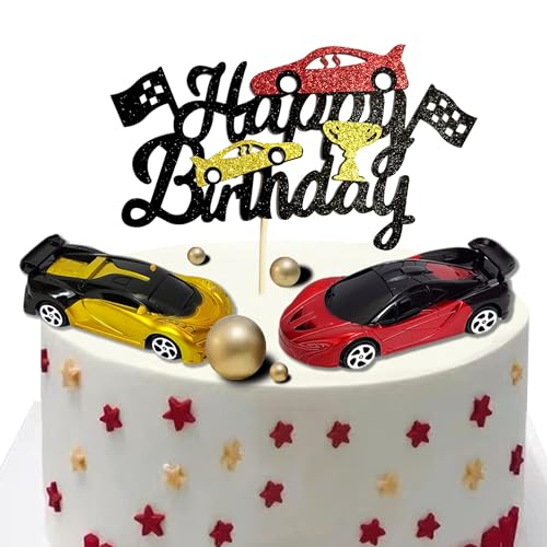 Tortendeko Auto, Tortendeko Auto Geburtstagstorte, Cupcake Toppers, Geburtstag Tortendeko Cars, Tortendeko Kindergeburtstag, für Motto Party, Babyparty, Geburtstag Partyzubehör von GUIZIYAO