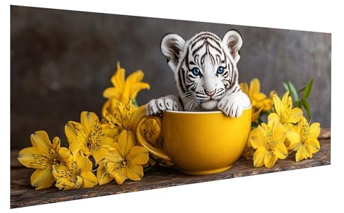 Blume Malen Nach Zahlen Erwachsene, Malen Nach Zahlen Tiger Malen Nach Zahlen ab 11 Jahre Mädchen, DIY Bastelset Erwachsene Anfänger Acrylfarben Painting für Home Decor, Rahmenlos 60x120 cm W-7061 von GUKUGEKO