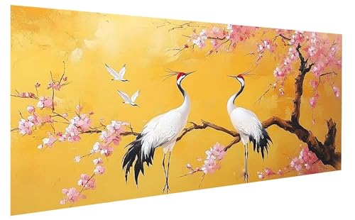 Blume Malen Nach Zahlen Erwachsene, Malen Nach Zahlen Vogel Malen Nach Zahlen ab 11 Jahre Mädchen, DIY Bastelset Erwachsene Anfänger Acrylfarben Painting für Home Decor, Rahmenlos 60x120 cm W-1085 von GUKUGEKO