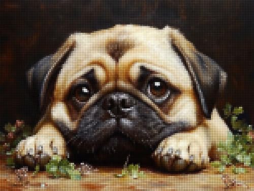 Diamond Painting Hund Daiments Painting Erwachsene Tier, Diamond Painting Kinder Stickerei Kreuzstich Zubehör Set für Aesthetic Room Wohnzimmer und Schlafzimmer Wanddeko, Geschenk 100x135 cm G2-1 von GUKUGEKO