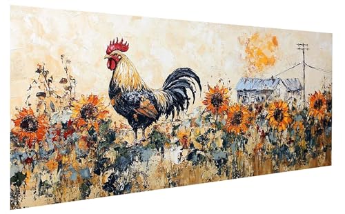 Huhn Malen Nach Zahlen Erwachsene, Malen Nach Zahlen Tier Malen Nach Zahlen ab 15 Jahre Mädchen, DIY Bastelset Erwachsene Anfänger Acrylfarben Painting für Home Decor, Rahmenlos 100x200 cm W-3231 von GUKUGEKO