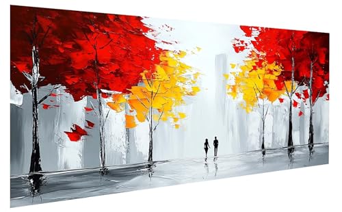 Landschaft Malen Nach Zahlen Erwachsene, Malen Nach Zahlen Baum Malen Nach Zahlen ab 15 Jahre Mädchen, DIY Bastelset Erwachsene Anfänger Acrylfarben Painting für Home Decor Asthetik 100x200 cm W-4275 von GUKUGEKO