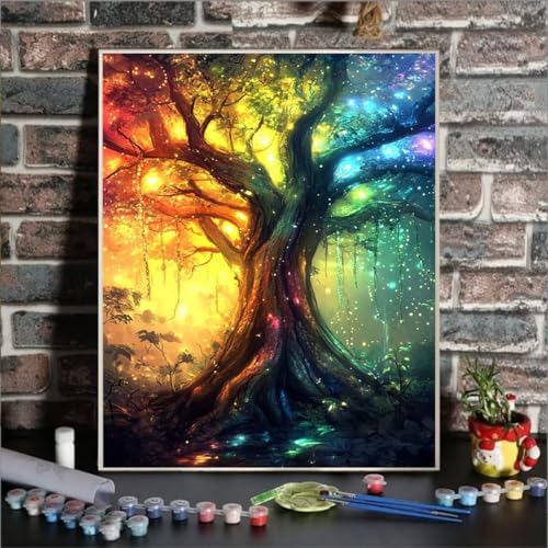 Malen Nach Zahlen Baum, Malen Nach Zahlen Kinder Pflanze, DIY Paint by Numbers Adult AnfäNger Handgemalt öLgemäLde Kit Bastelset mit Pinseln und Acrylfarben für Home Decor, Ohne Rahmen 100x135cm 43-4 von GUKUGEKO