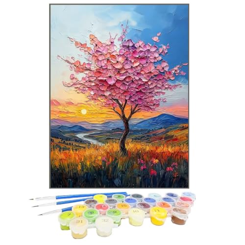 Malen Nach Zahlen Baum, Malen Nach Zahlen Kinder Pflanze, DIY Paint by Numbers Adult AnfäNger Handgemalt öLgemäLde Kit Bastelset mit Pinseln und Acrylfarben für Home Decor, Ohne Rahmen 50x65cm HH-9 von GUKUGEKO