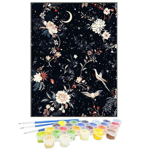 Malen Nach Zahlen Blume, Malen Nach Zahlen Kinder Mond, DIY Paint by Numbers Adult AnfäNger Handgemalt öLgemäLde Kit Bastelset mit Pinseln und Acrylfarben für Home Decor, Ohne Rahmen 100x135cm HA-Z von GUKUGEKO