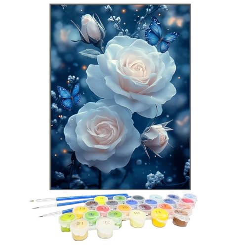 Malen Nach Zahlen Blume, Malen Nach Zahlen Kinder Pflanze, DIY Paint by Numbers Adult AnfäNger Handgemalt öLgemäLde Kit Bastelset mit Pinseln und Acrylfarben für Home Decor, Ohne Rahmen 30x40cm RK-M von GUKUGEKO