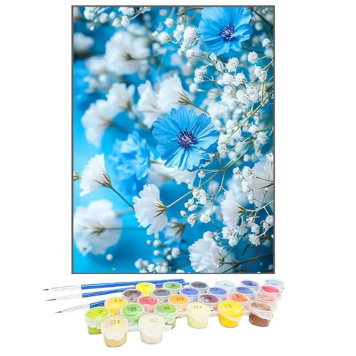 Malen Nach Zahlen Blume, Malen Nach Zahlen Kinder Pflanze, DIY Paint by Numbers Adult AnfäNger Handgemalt öLgemäLde Kit Bastelset mit Pinseln und Acrylfarben für Home Decor, Ohne Rahmen 50x70cm 1K-4 von GUKUGEKO