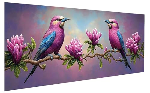 Malen Nach Zahlen Erwachsene Blume, VogelMalen Nach Zahlen Kinder, DIY Paint by Numbers Leinwand mit Pinseln Und Acrylfarben für Zimmer Deko Wohnzimmer, Frauen Geschenk, Ohne Rahmen 40x80 cm W-6276 von GUKUGEKO