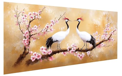 Malen Nach Zahlen Erwachsene Blume, VogelMalen Nach Zahlen Kinder, DIY Paint by Numbers Leinwand mit Pinseln Und Acrylfarben für Zimmer Deko Wohnzimmer, Frauen Geschenk, Ohne Rahmen 60x120 cm W-7538 von GUKUGEKO