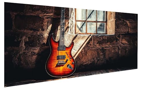 Malen Nach Zahlen Erwachsene Gitarre, LandschaftMalen Nach Zahlen Kinder, DIY Paint by Numbers Leinwand mit Pinseln Und Acrylfarben für Zimmer Deko, Geschenk für Frauen, Ohne Rahmen 60x120 cm W-4028 von GUKUGEKO