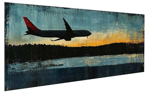 Malen Nach Zahlen Erwachsene Landschaft, FlugzeugMalen Nach Zahlen Kinder, DIY Paint by Numbers Leinwand mit Pinseln Und Acrylfarben für Zimmer Deko, Geschenk für Frauen, Ohne Rahmen 100x200 cm W-6822 von GUKUGEKO