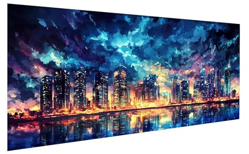 Malen Nach Zahlen Erwachsene Meer, StadtMalen Nach Zahlen Kinder, DIY Paint by Numbers Leinwand mit Pinseln Und Acrylfarben für Zimmer Deko Wohnzimmer, Frauen Geschenk, Ohne Rahmen 100x200 cm W-3870 von GUKUGEKO