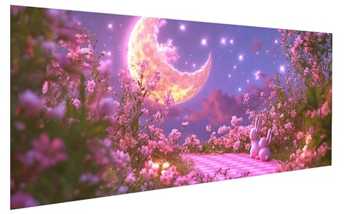 Malen Nach Zahlen Erwachsene Mond, PflanzeMalen Nach Zahlen Kinder, DIY Paint by Numbers Leinwand mit Pinseln Und Acrylfarben für Zimmer Deko Wohnzimmer, Frauen Geschenk, Ohne Rahmen 70x140 cm W-7305 von GUKUGEKO