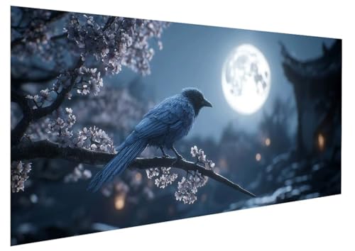 Malen Nach Zahlen Erwachsene Mond, VogelMalen Nach Zahlen Kinder, DIY Paint by Numbers Leinwand mit Pinseln Und Acrylfarben für Zimmer Deko Wohnzimmer, Frauen Geschenk, Ohne Rahmen 60x120 cm W-7106 von GUKUGEKO