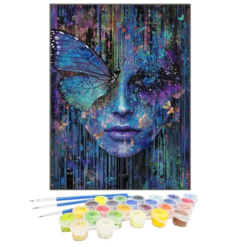 Malen Nach Zahlen Erwachsene Schmetterling, Paint by Numbers Abstrakt DIY mit Pinseln und Acrylfarben Handgemalt öLgemäLde für Kreative Heimdekoration Geschenke für Frauen, Ohne Rahmen 20 x 30 cm BG-E von GUKUGEKO