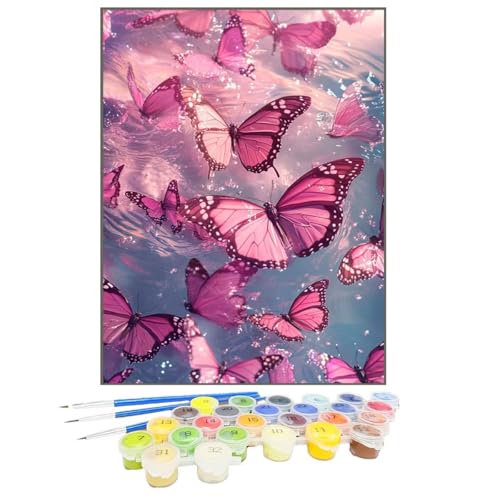 Malen Nach Zahlen Erwachsene Schmetterling, Paint by Numbers Tier DIY mit Pinseln und Acrylfarben Handgemalt öLgemäLde Leinwand für Kreative Heimdekoration Geschenke Frauen, Ohne Rahmen 50x65 cm WC-8 von GUKUGEKO