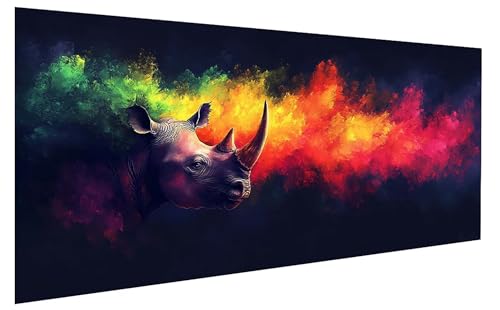 Malen Nach Zahlen Erwachsene Tier, NashornMalen Nach Zahlen Kinder, DIY Paint by Numbers Leinwand mit Pinseln Und Acrylfarben für Zimmer Deko Wohnzimmer, Frauen Geschenk Ohne Rahmen 100x200 cm W-3456 von GUKUGEKO