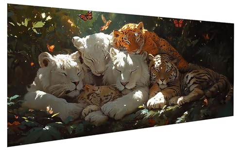 Malen Nach Zahlen Erwachsene Tier, TigerMalen Nach Zahlen Kinder, DIY Paint by Numbers Leinwand mit Pinseln Und Acrylfarben für Zimmer Deko Wohnzimmer, Frauen Geschenk, Ohne Rahmen 60x120 cm W-7142 von GUKUGEKO