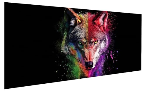 Malen Nach Zahlen Erwachsene Tier, WolfMalen Nach Zahlen Kinder, DIY Paint by Numbers Leinwand mit Pinseln Und Acrylfarben für Zimmer Deko Wohnzimmer, Frauen Geschenk, Ohne Rahmen 100x200 cm W-6192 von GUKUGEKO