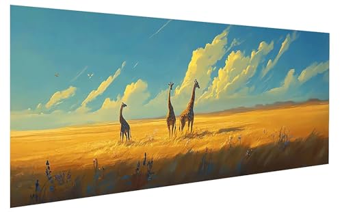 Malen Nach Zahlen Erwachsene Wiese, GiraffeMalen Nach Zahlen Kinder, DIY Paint by Numbers Leinwand mit Pinseln Und Acrylfarben für Zimmer Deko, Geschenk für Frauen, Ohne Rahmen 100x200 cm W-6228 von GUKUGEKO