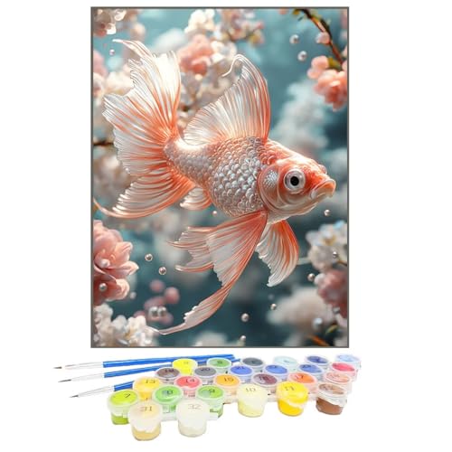 Malen Nach Zahlen Fisch, Malen Nach Zahlen Kinder Tier, DIY Paint by Numbers Adult AnfäNger Handgemalt öLgemäLde Kit Bastelset mit Pinseln und Acrylfarben für Home Decor, Ohne Rahmen 100x135cm TH-7 von GUKUGEKO