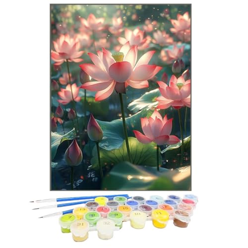 Malen Nach Zahlen Flower, Malen Nach Zahlen Kinder Pflanze, DIY Paint by Numbers Adult AnfäNger Handgemalt öLgemäLde Kit Bastelset mit Pinseln und Acrylfarben für Home Decor, Ohne Rahmen 30x40cm X3-P von GUKUGEKO