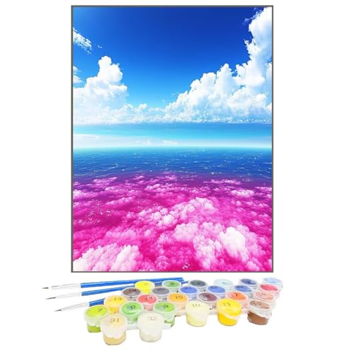 Malen Nach Zahlen Meer, Malen Nach Zahlen Kinder Himmel, DIY Paint by Numbers Adult AnfäNger Handgemalt öLgemäLde Kit Bastelset mit Pinseln und Acrylfarben für Home Decor, Ohne Rahmen 100x135cm 8X-9 von GUKUGEKO