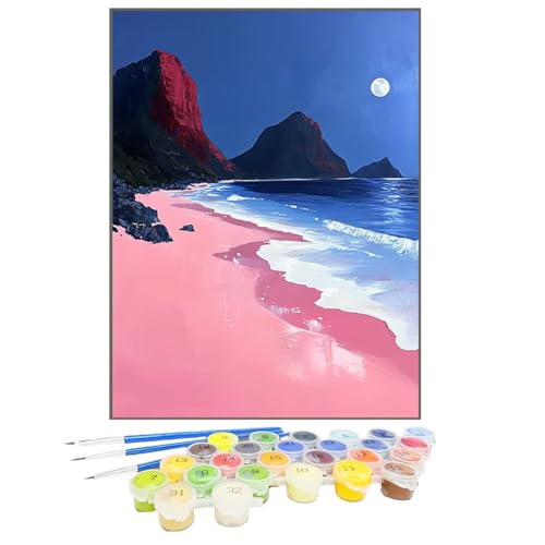 Malen Nach Zahlen Meer, Malen Nach Zahlen Kinder Mond, DIY Paint by Numbers Adult AnfäNger Handgemalt öLgemäLde Kit Bastelset mit Pinseln und Acrylfarben für Home Decor, Ohne Rahmen 50x70cm A6-7 von GUKUGEKO