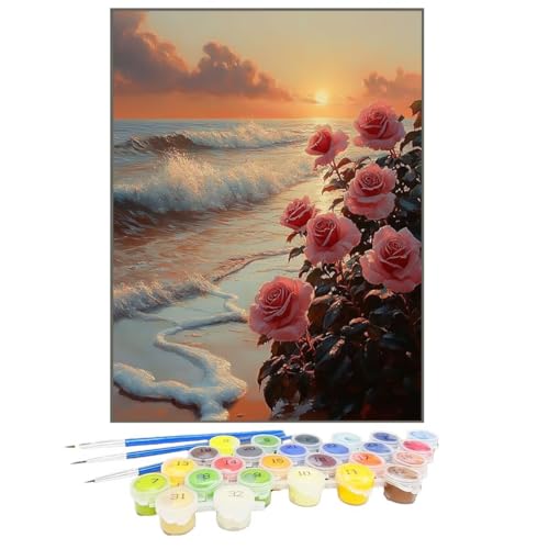 Malen Nach Zahlen Meer, Malen Nach Zahlen Kinder Pflanze, DIY Paint by Numbers Adult AnfäNger Handgemalt öLgemäLde Kit Bastelset mit Pinseln und Acrylfarben für Home Decor, Ohne Rahmen 100x135cm WD-C von GUKUGEKO